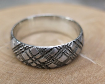 mens PLAID ring sterling silver ready to ship sizes