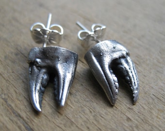 CANCER zodiac crab CLAW studs oxidized sterling silver earrings