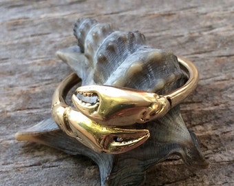 14kt GOLD crab CLAW bypass ring made to order size cancer birthday