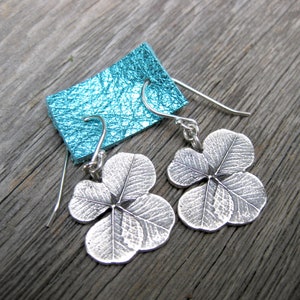 SHAMROCK lucky 4 leaf clover earrings, sterling silver St. Patrick's Day earrings, good luck image 7