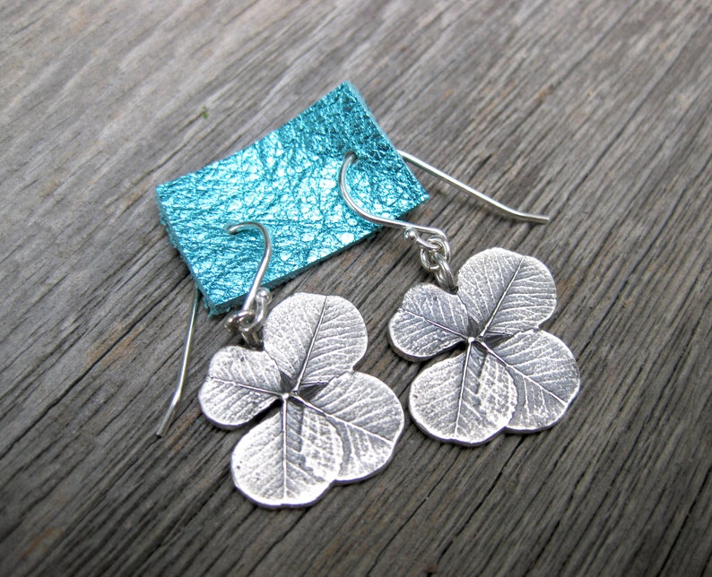 SHAMROCK lucky 4 leaf clover earrings, sterling silver St. Patrick's Day earrings, good luck image 7