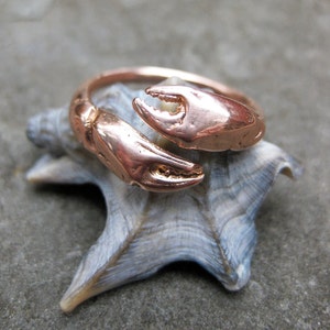 rose GOLD crab ring CLAW adjustable bypass ring sz 6 to 9 made to order cancer zodiac image 1