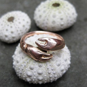 rose GOLD crab ring CLAW adjustable bypass ring sz 6 to 9 made to order cancer zodiac image 2