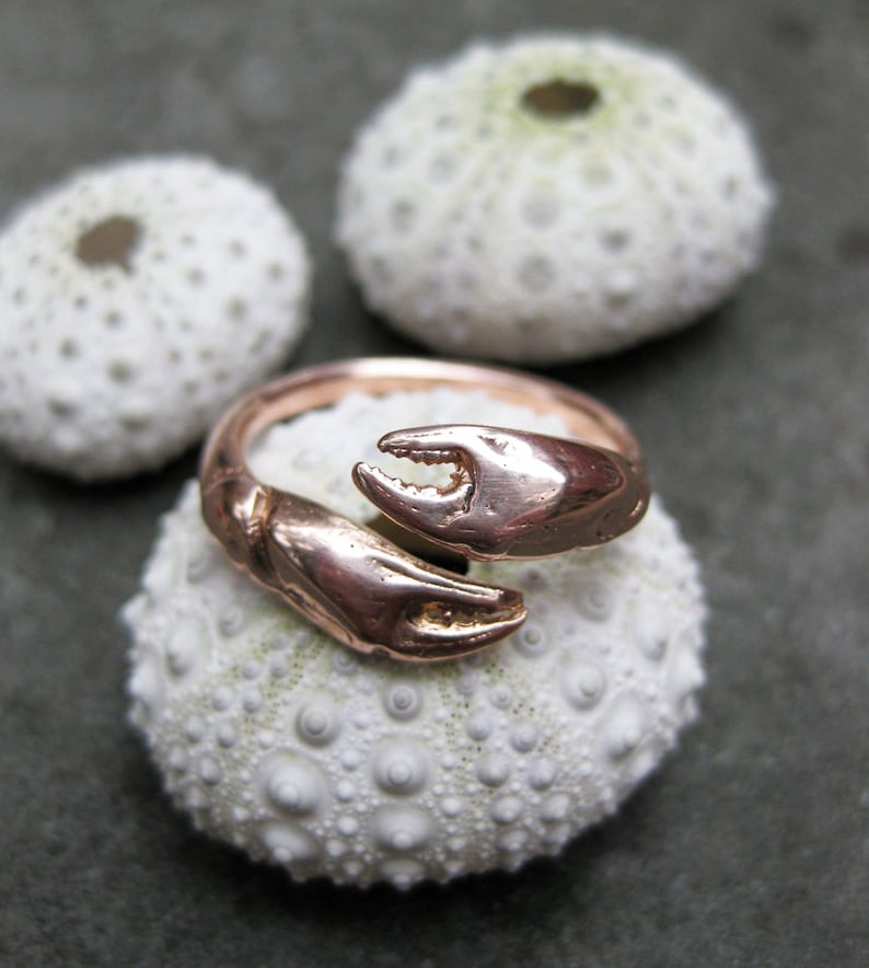 rose GOLD crab ring CLAW adjustable bypass ring sz 6 to 9 made to order cancer zodiac image 2