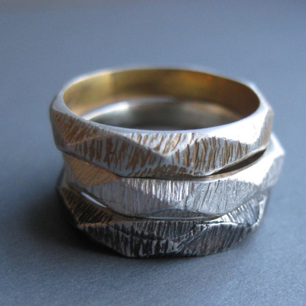 sterling silver FACET ring your choice of finish color READY to SHIP