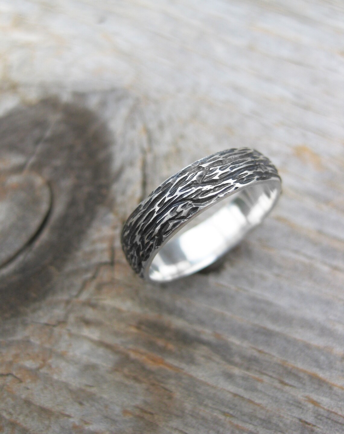 5mm OAK Wood Grain Wedding Band Sterling Silver Woodgrain Etsy