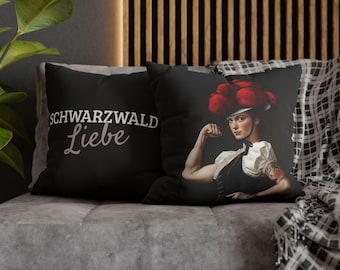 Dekokissen &quot;Schwarzwald Lisl&quot;, Text: Schwarzwald Liebe, Kissenbezug mit Reißverschluss und Innenkissen, beidseitiger Druck