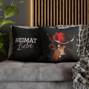 Dekokissen &quot;Schwarzwald Kuhlness&quot;, Text: Heimat Liebe, Kissenbezug mit Reißverschluss und Innenkissen, beidseitiger Druck