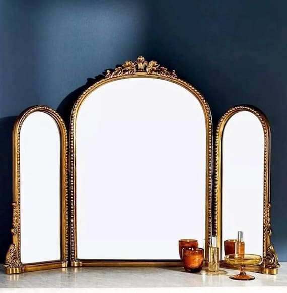Tri Fold Mirror, Ornate Arched Framed Vanity, Vintage Baroque Design - Etsy  Israel