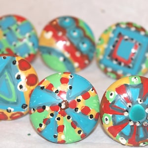 SIX hand painted WHIMSY DOTS knob