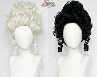 Cosplay Wig, Marie Antoinette, Princess Wig, Curly, Black and White, Anime, Perfect for Cosplayers and Anime Events
