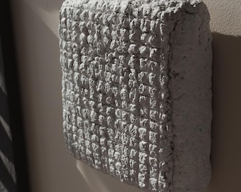 White wabi sabi wall sculpture. Abstract paper mache wall art.