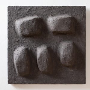 Wabi Sabi Wall Sculpture, Plaster Wall Art, Japandi Artwork, Biomorphic Wall Hanging, Charcoal Black Organic Painting, Textured Dark Art