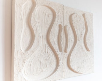 Norse 3D Wall Art - Japandi Wabi Sabi Hygge Symmetrical Sculptural Wall Art - Plaster 3D Artwork -  Nordic Wall Art Gift - Scream Munch