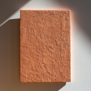 Wabi Sabi orange Wandkunst, Japandi Wanddekor, orangefarbene Terrakotta-Erdtöne, Terrakotta-Wandbehang, 3D-Erdtöne