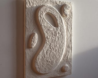Japandi Wall Decor, Handmade 3D Wall Art, Wabi Sabi Plaster Wall Sculpture, Organic Biomorphic Artwork, White Minimalist Wall Art