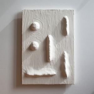 Japandi Wall Art For Textured Artwork Lover, Plaster Wall Art For Wabi Sabi Interior, White Boho Wall Hanging, Abstract Relief Sculpture