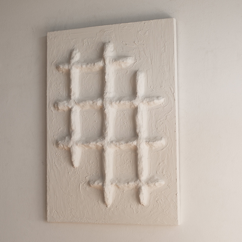 Japandi Wall Decor. Handmade 3D Wall Hanging, Boho Style Plaster Wall ...