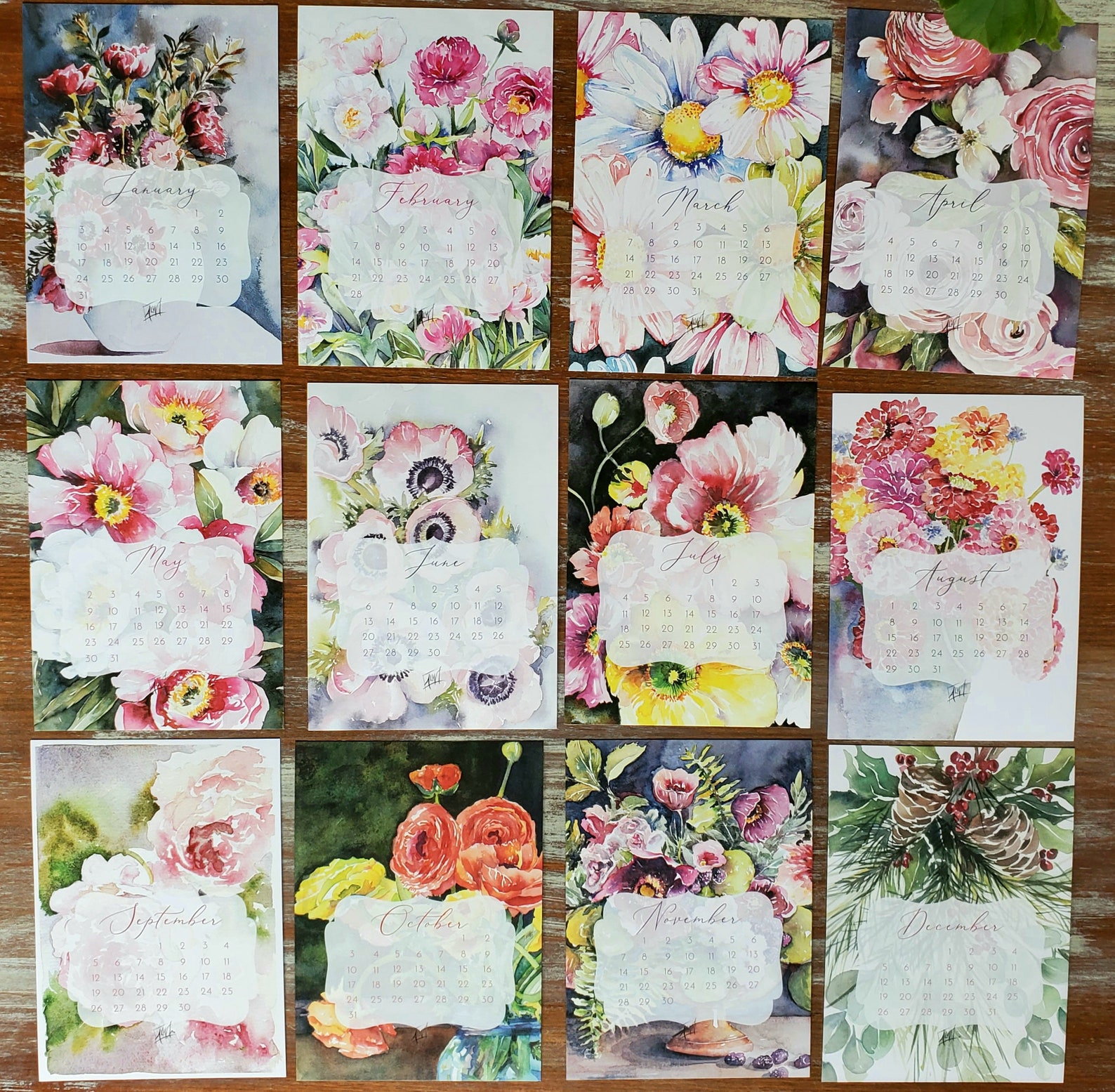 2021 Just Bloom Floral Watercolor Calendar with Etsy