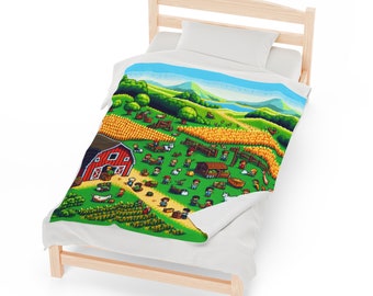 8 bit Farm Plush Blanket