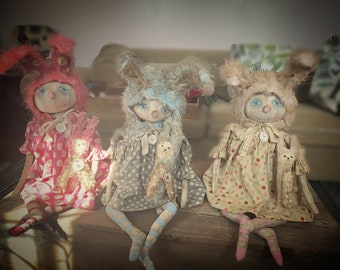 Primitive Bunny, rabbit dolls, Easter