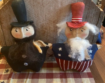 Primitive Americana Uncle Sam and Abe Lincoln, Patriotic