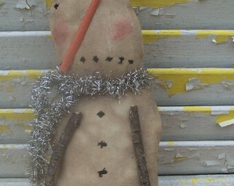 Primitive Christmas Snowman Sad Snow