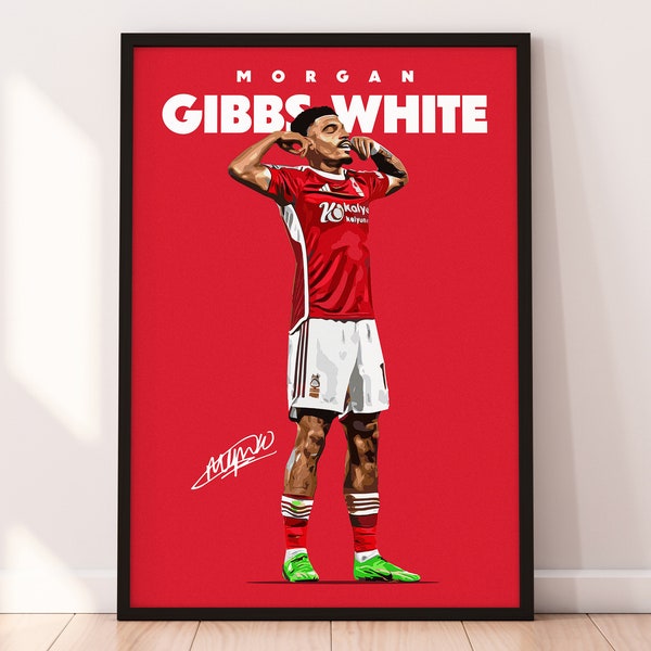 Cartel de Gibbs-White, cartel imprimible de Morgan Gibbs-White 4K, cartel de fútbol forestal, impresión de fútbol, regalo deportivo, descarga digital.