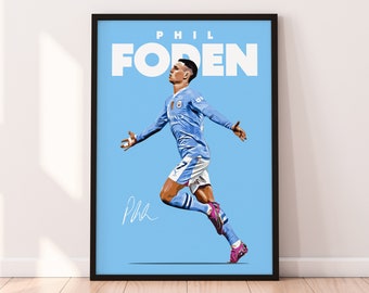 Foden Poster, Phil Foden 4K Printable Poster, City Soccer Poster, Football Print, Teenagers Room Sport Gift, Digital Download.