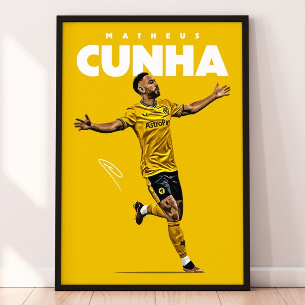 Cunha Poster, Matheus Cunha 4K Printable Poster, Wolves Soccer Poster, Football Print, Teenagers Room Sport Gift, Digital Download.