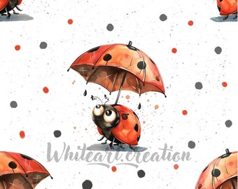 Marienkäfer Musterdesign, digitale Datei, Marienkäfer Stoffdesign, Baby-Muster, Kinder-nahtlos, nicht-exklusiv