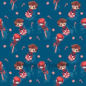 Christmas Spider-Man seamless pattern digital file, Spider-Man Fabric Design, Baby Pattern, Children&#39;s Seamless, Non-Exclusive
