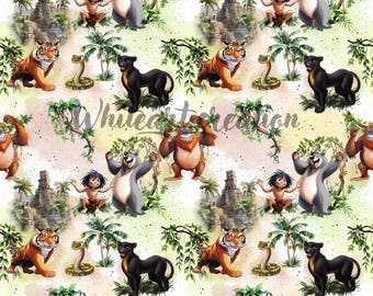 Jungle boy seamless pattern digital file,  Fabric Design, Baby Pattern, Children's Seamless, Non-Exclusive