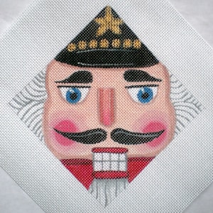 Needlepoint Canvas Handpainted 5.5&quot; Nutcracker in Black Hat on 18ct.