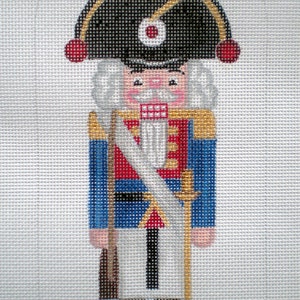 Needlepoint Canvas Hand painted 10&quot; Stand -up French Nutcracker 18ct