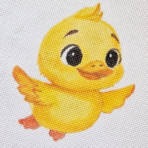 Needlepoint Canvas Hand painted 4" X 3.5" Lil Duckie on 18ct.