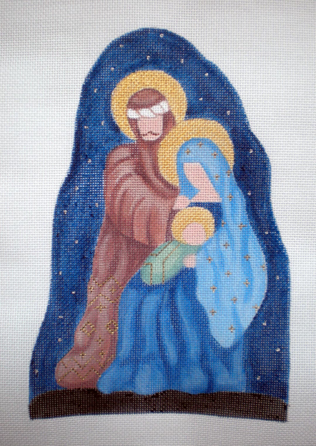Needlepoint Canvas Handpainted Mary, Jesus and Joseph Nativity on 18ct ...