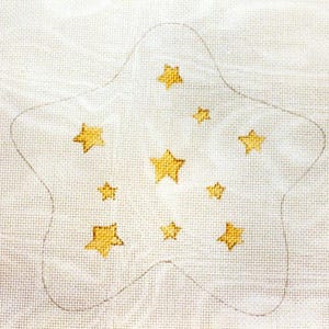 SALE Handpainted Needlepoint Canvas Gold or Silver Star shaped Pillow