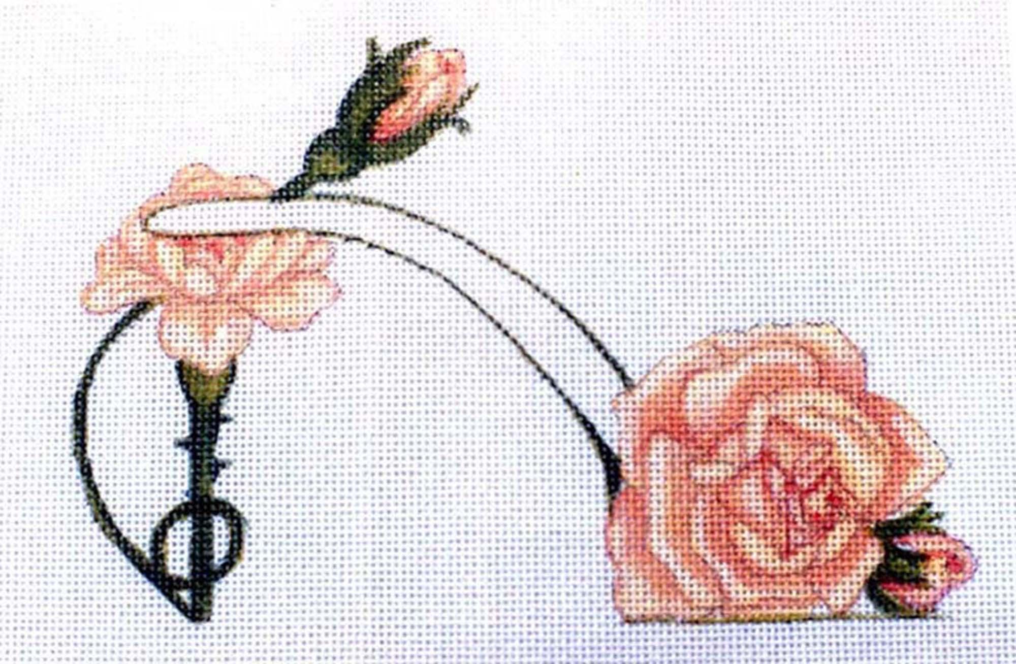 Needlepoint Canvas hand painted Rose Slipper on 18ct.