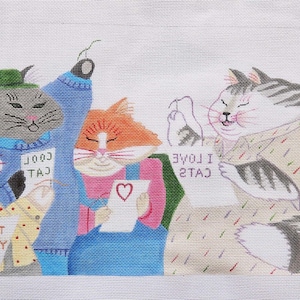 Needlepoint Canvas Handpainted "Cat's Stitching" on 18ct.