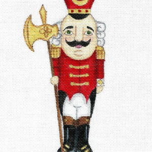 Needlepoint canvas hand painted 6&quot; Red Royal Nutcracker on 18ct.