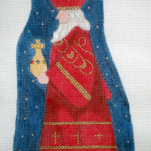 Needlepoint canvas Handpainted Red Robed Wiseman Nativity on 18ct.