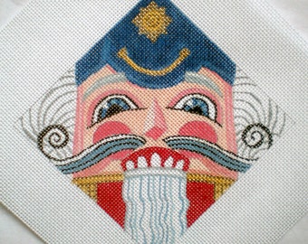 Needlepoint canvas Hand painted Nutcracker in Blue 5.5" on 18ct.