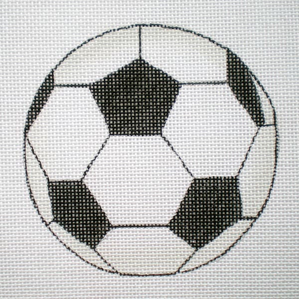 Needlepoint Canvas Hand Painted 4" Soccer Ball on 18ct.