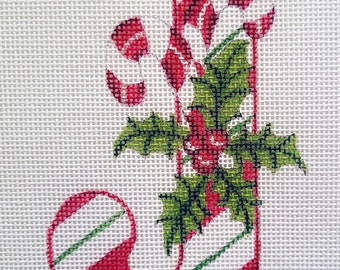 Needlepoint Canvas Handpainted 5"X 3.5"   Christmas Letter "J" on 18ct.