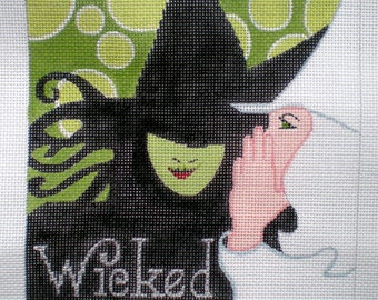 Needlepoint Canvas hand painted New Wicked 6" X 6" on 18ct.