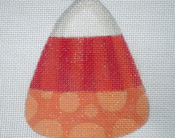 Needlepoint Canvas Handpainted 4" Candy Corn on 18ct.