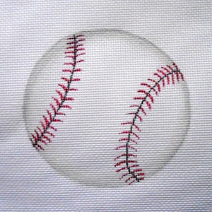 Needlepoint Canvas Hand Painted 4&quot; Baseball Ball on 18ct.