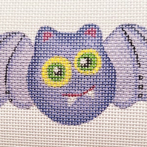 Needlepoint Canvas Hand painted 4.5&quot; X 2&quot; Halloween Bat on 18ct.