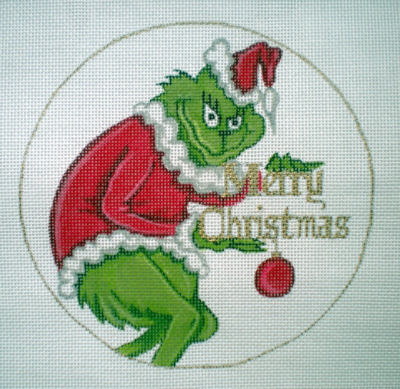 Needlepoint Canvas Handpainted 6 Merry Christmas Grinch - Etsy